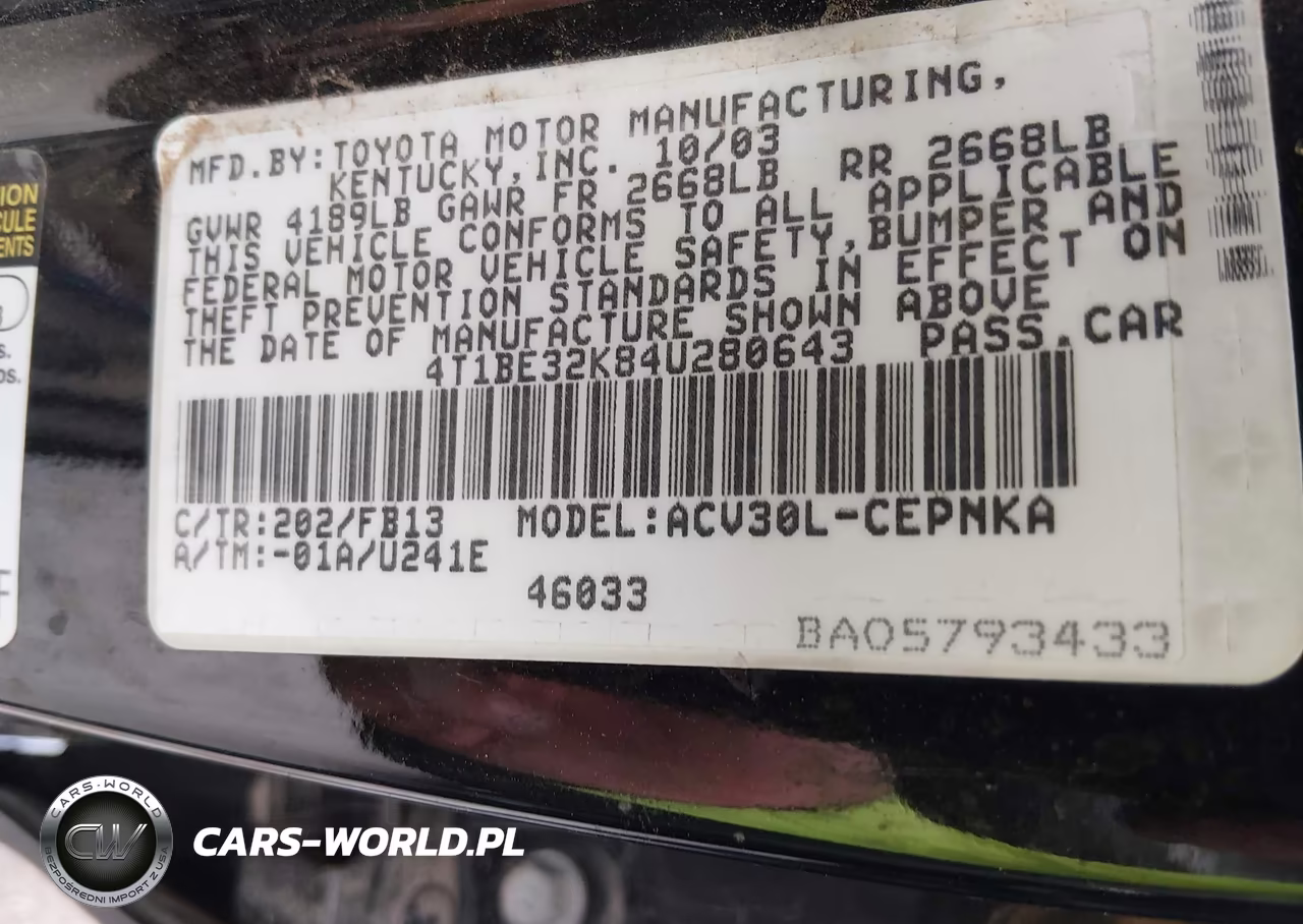 2004 Toyota Camry Le VIN:4T1BE32K84U280643 - 9
