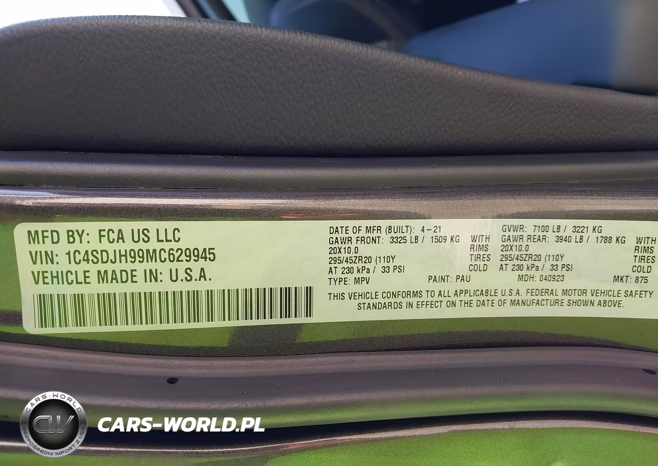 2021 Dodge Durango Srt Hellcat Awd VIN:1C4SDJH99MC629945 - 9