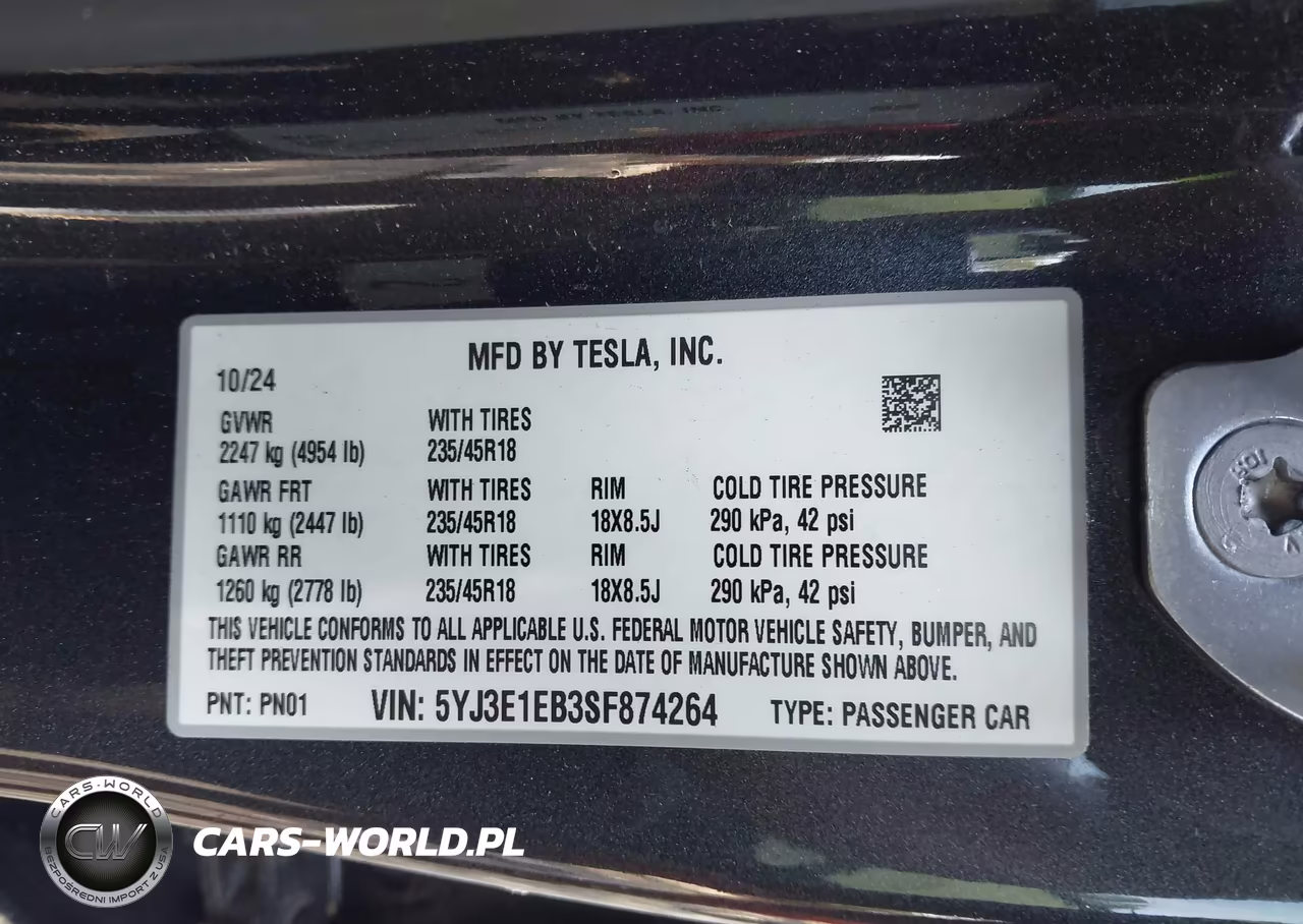 2025 Tesla Model 3 Long Range All-Wheel Drive VIN:5YJ3E1EB3SF874264 - 9