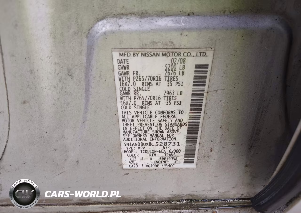 2008 Nissan Xterra X VIN:5N1AN08UX8C528731 - 9