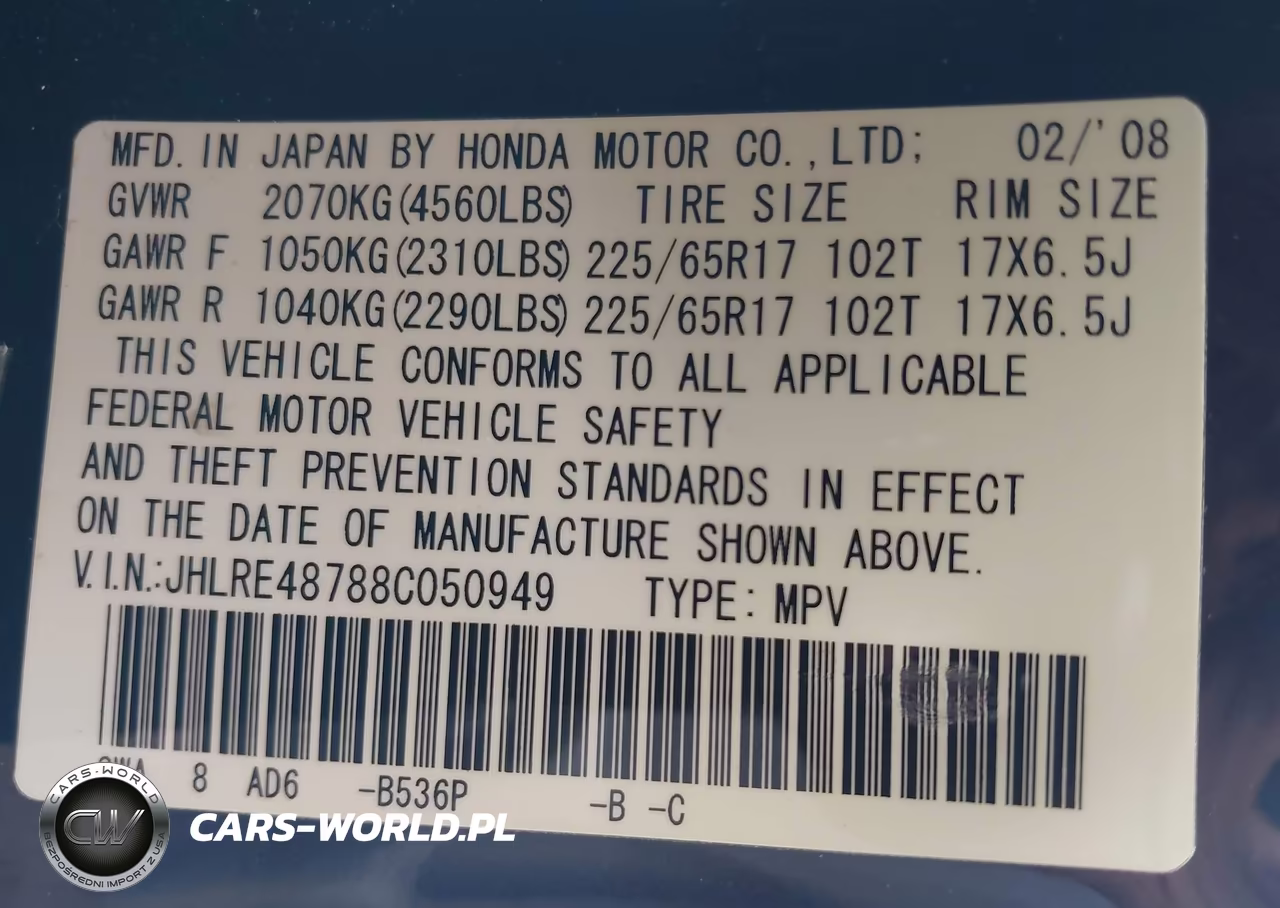 2008 Honda Cr-V Ex-L VIN:JHLRE48788C050949 - 9
