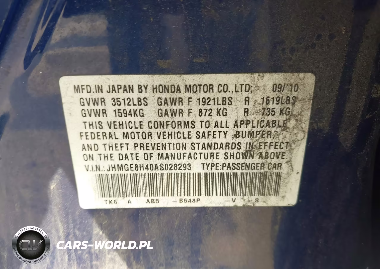 2010 Honda Fit Sport VIN:JHMGE8H40AS028293 - 9