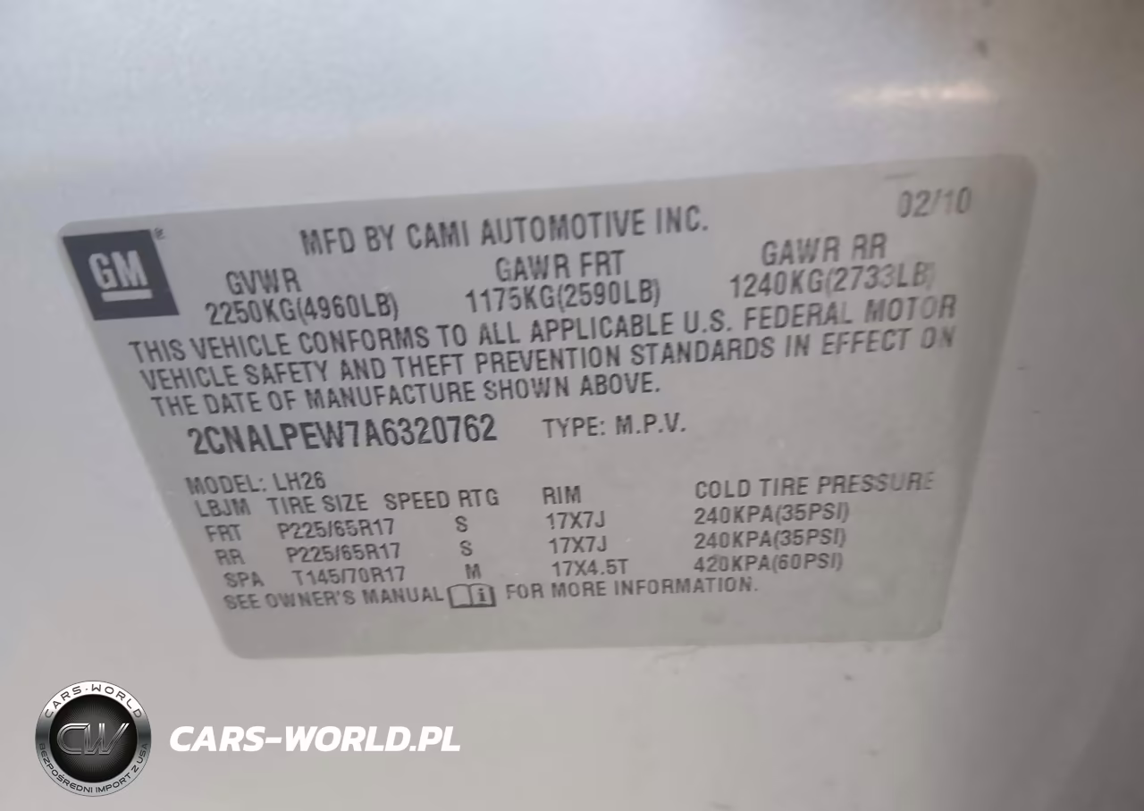 2010 Chevrolet Equinox Lt VIN:2CNALPEW7A6320762 - 9