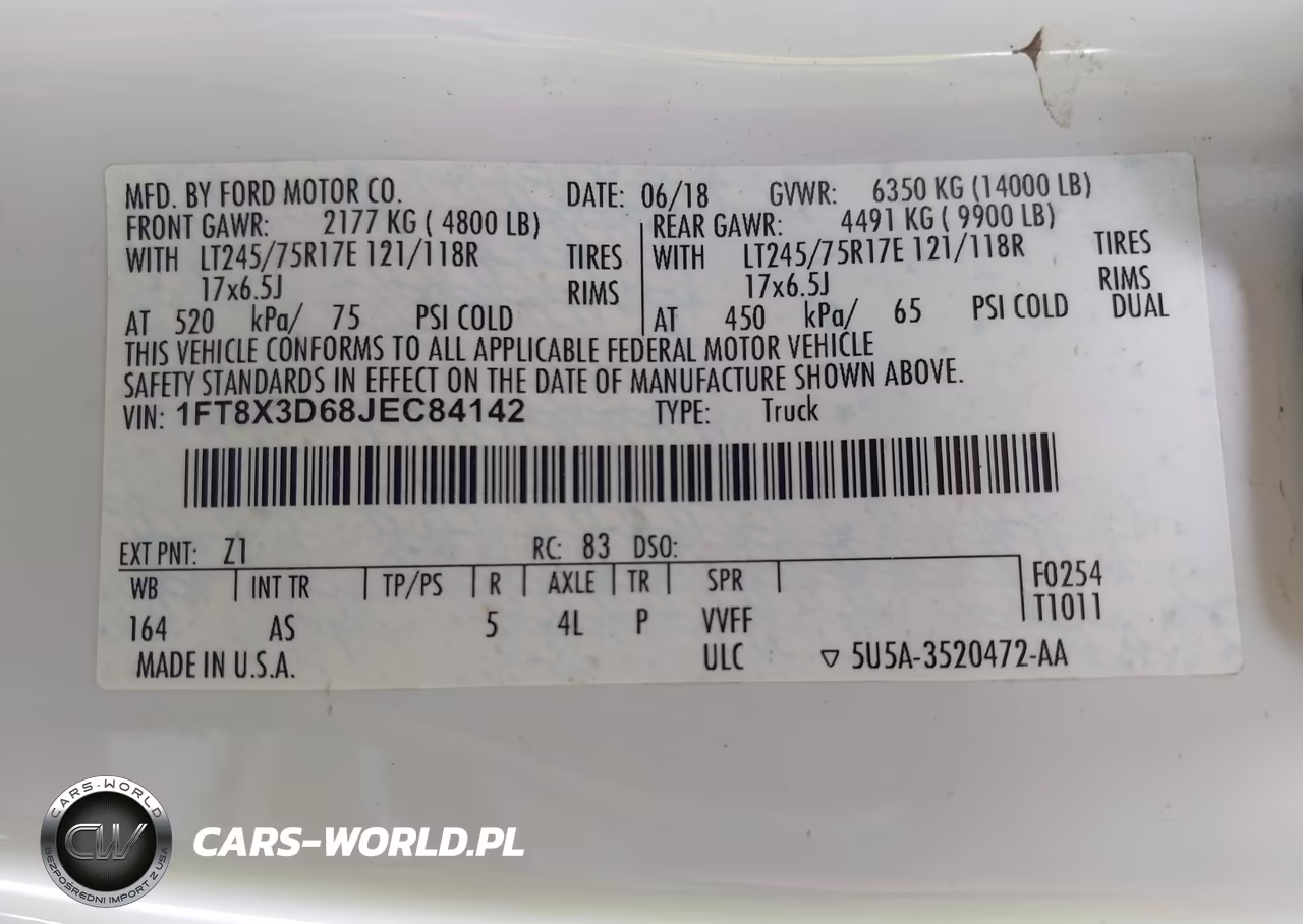 2018 Ford F-350 Xl VIN:1FT8X3D68JEC84142 - 9
