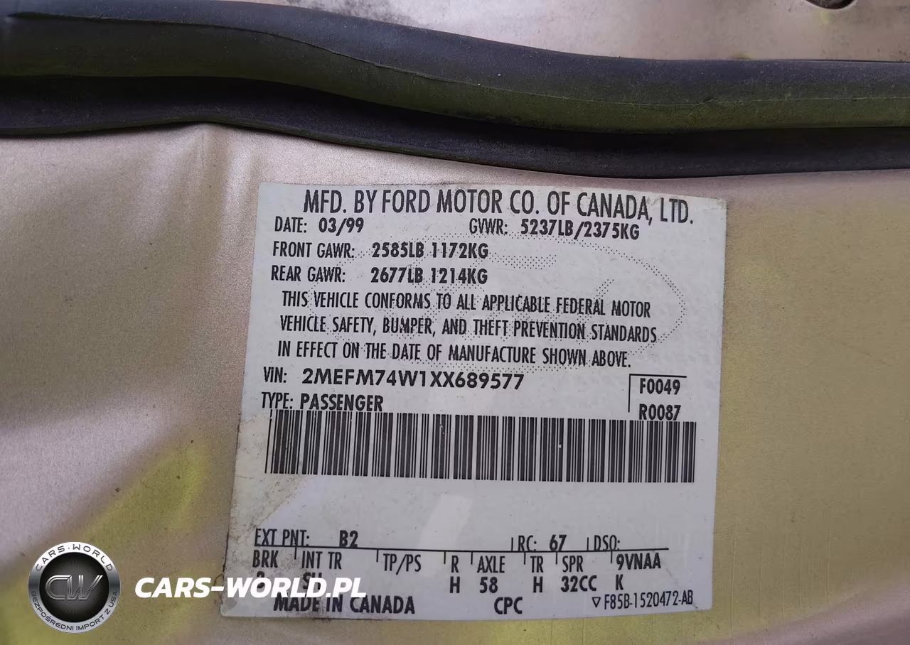 1999 Mercury Grand Marquis Gs VIN:2MEFM74W1XX689577 - 9