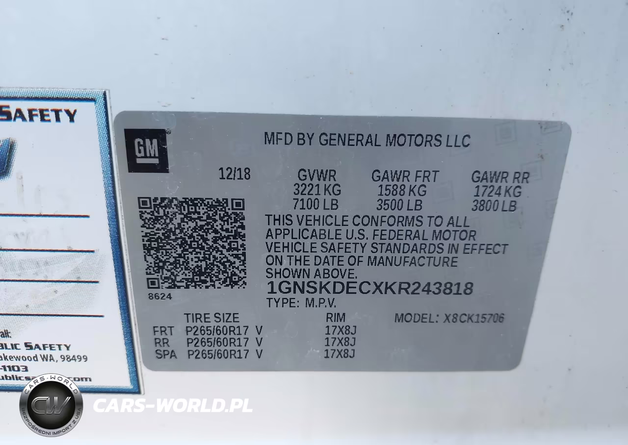 2019 Chevrolet Tahoe Commercial Fleet VIN:1GNSKDECXKR243818 - 9