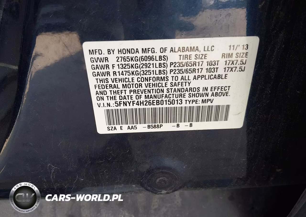 2014 Honda Pilot Lx VIN:5FNYF4H26EB015013 - 9