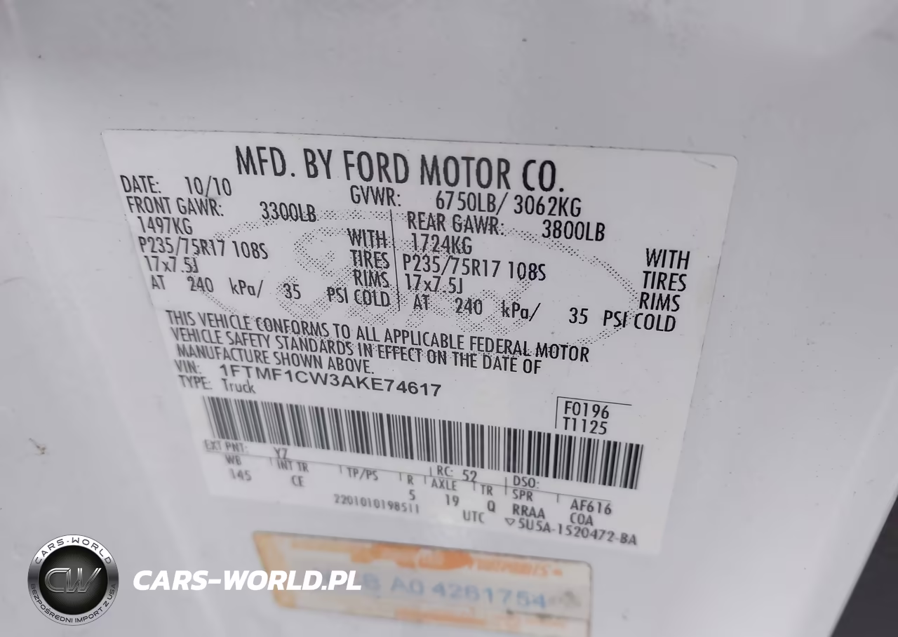2010 Ford F-150 Stx-Xl-Xl W-Mid-Box Prep-Xlt-Xlt W-Mid-Box Prep VIN:1FTMF1CW3AKE74617 - 9