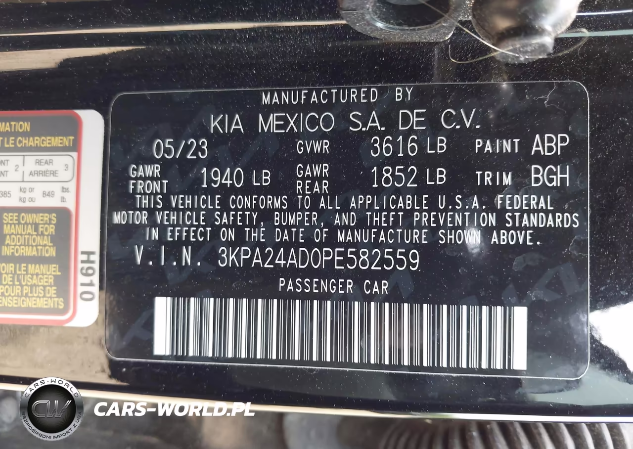 2023 Kia Rio S VIN:3KPA24AD0PE582559 - 9