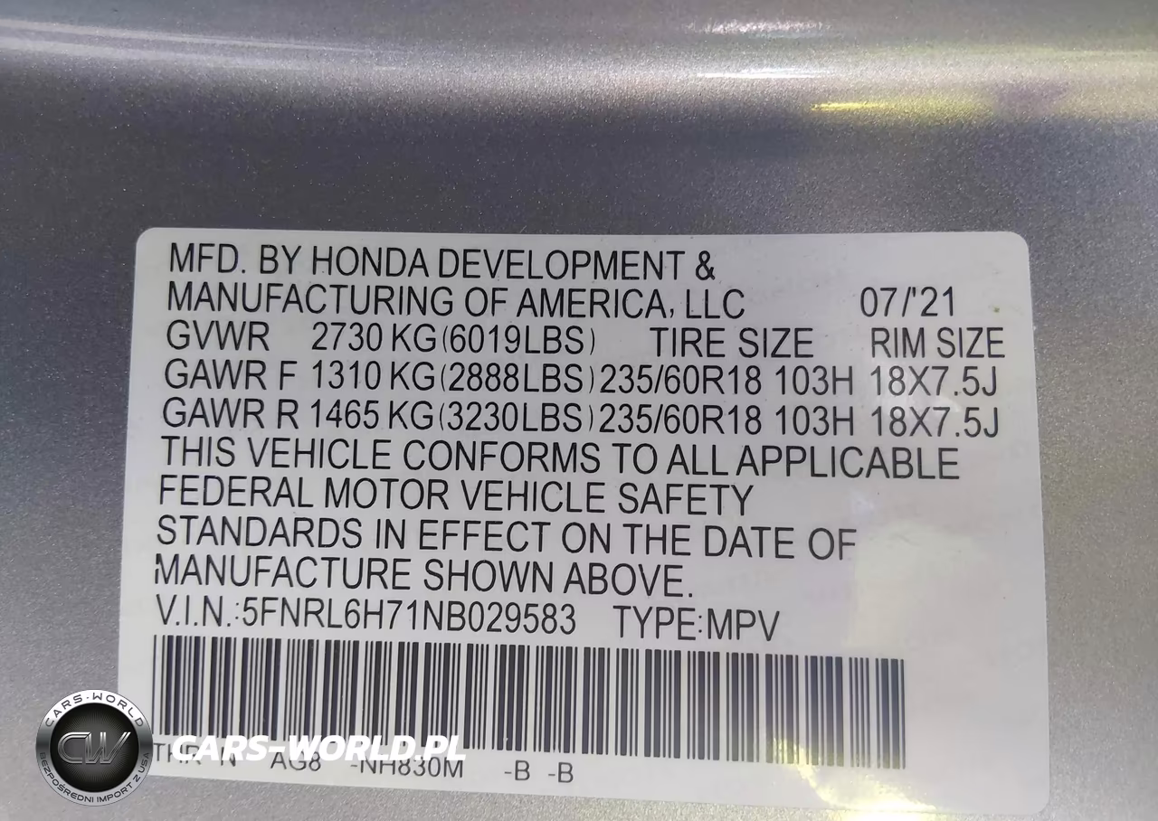 2022 Honda Odyssey Ex-L VIN:5FNRL6H71NB029583 - 9
