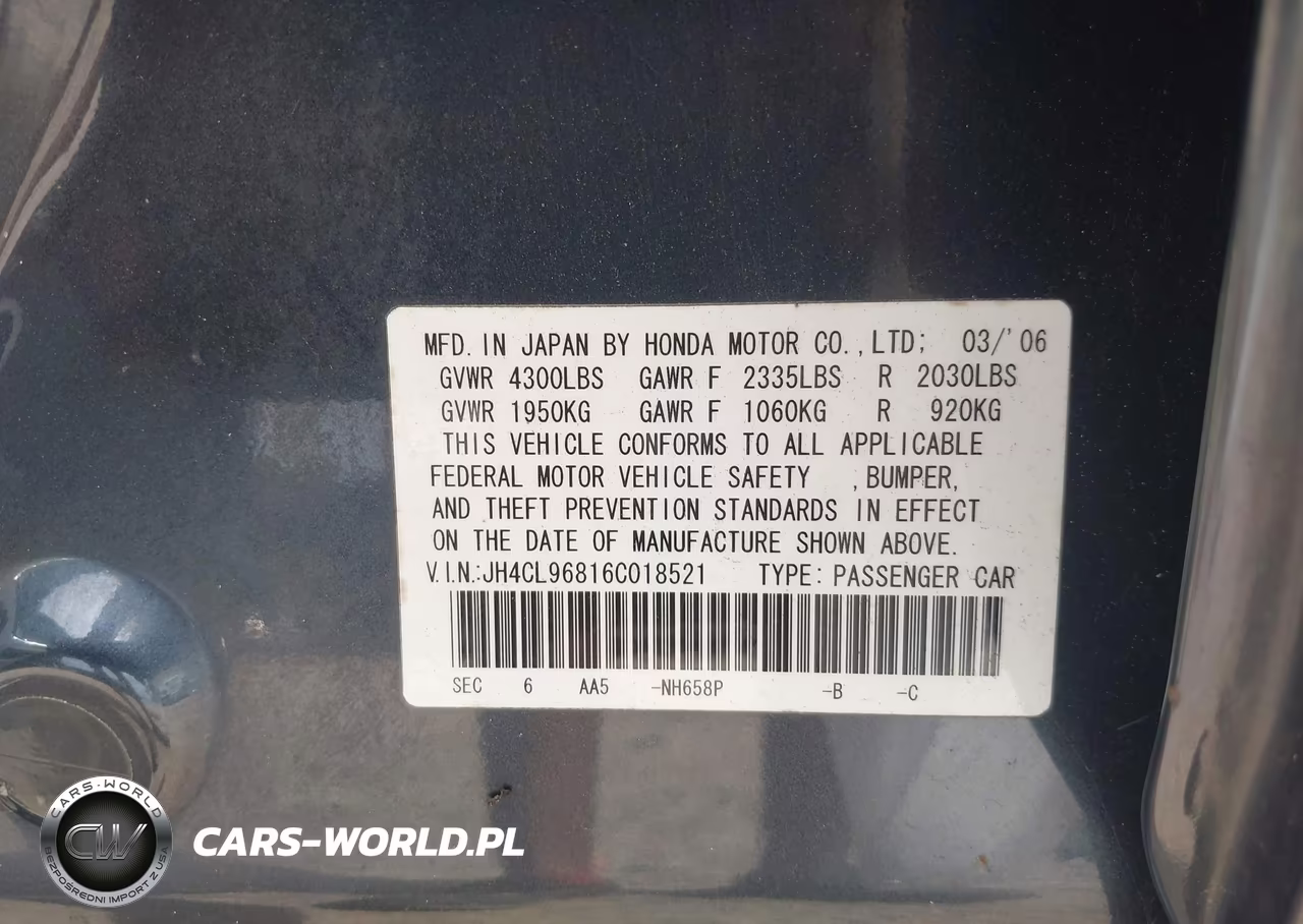 2006 Acura Tsx VIN:JH4CL96816C018521 - 9