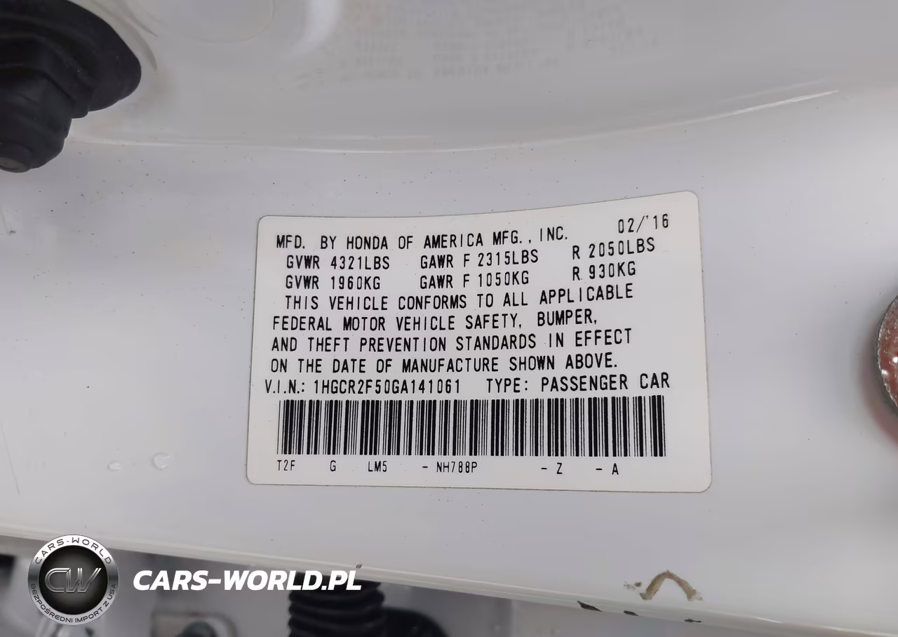 2016 Honda Accord Sport VIN:1HGCR2F50GA141061 - 9