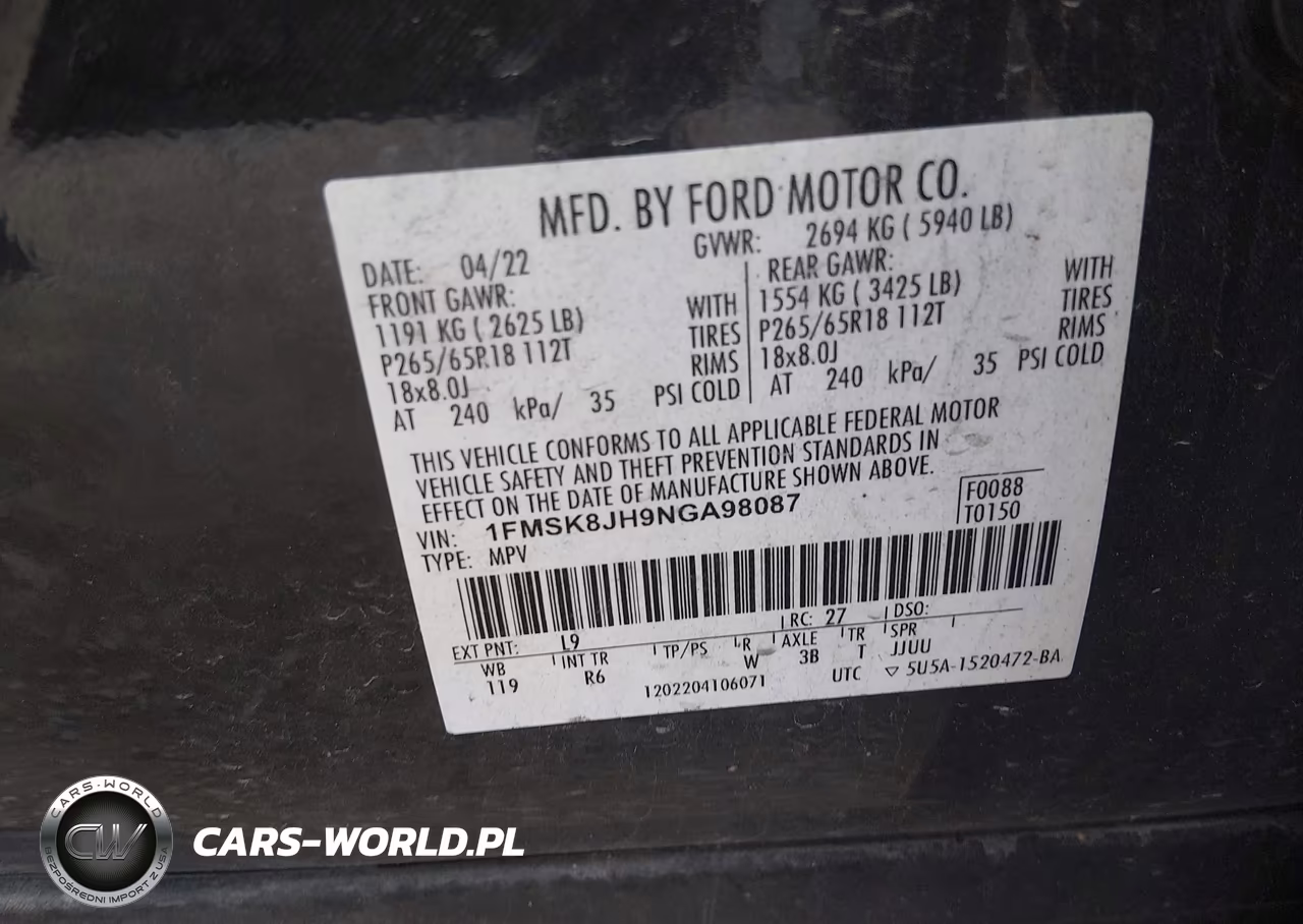 2022 Ford Explorer Timberline VIN:1FMSK8JH9NGA98087 - 9