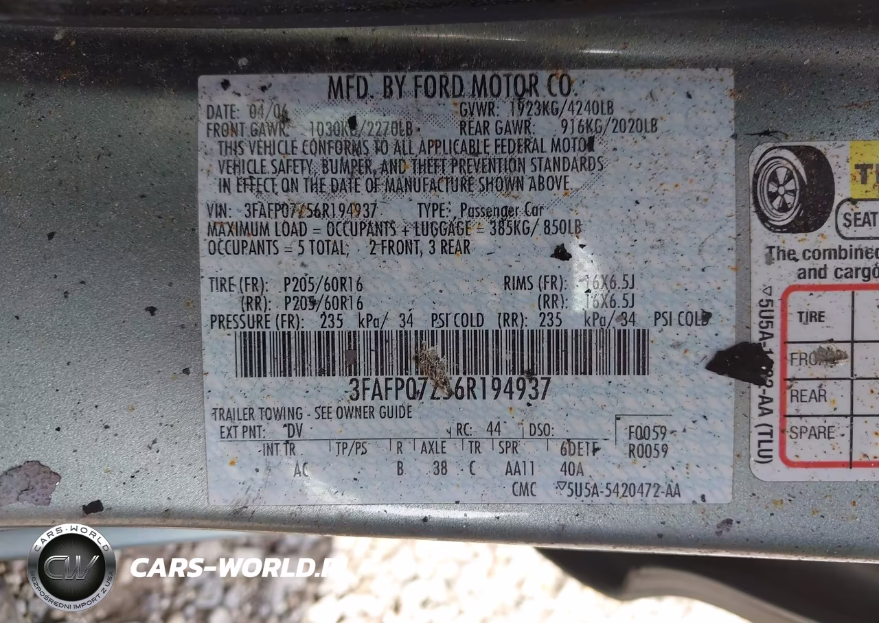 2006 Ford Fusion Se VIN:3FAFP07Z56R194937 - 9
