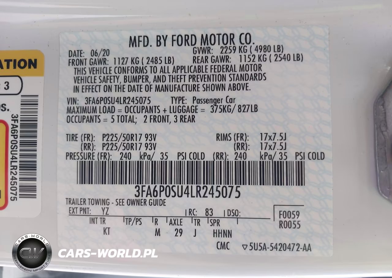 2020 Ford Fusion Plug-In Hybrid Titanium VIN:3FA6P0SU4LR245075 - 9