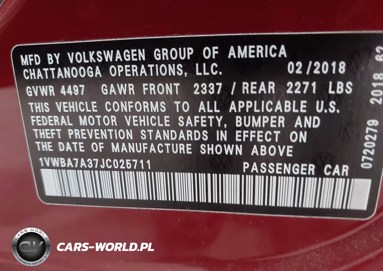 2018 Volkswagen Passat 2.0T Se VIN:1VWBA7A37JC025711 - 9
