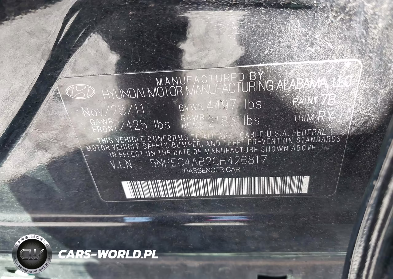 2012 Hyundai Sonata Se 2.0T VIN:5NPEC4AB2CH426817 - 9