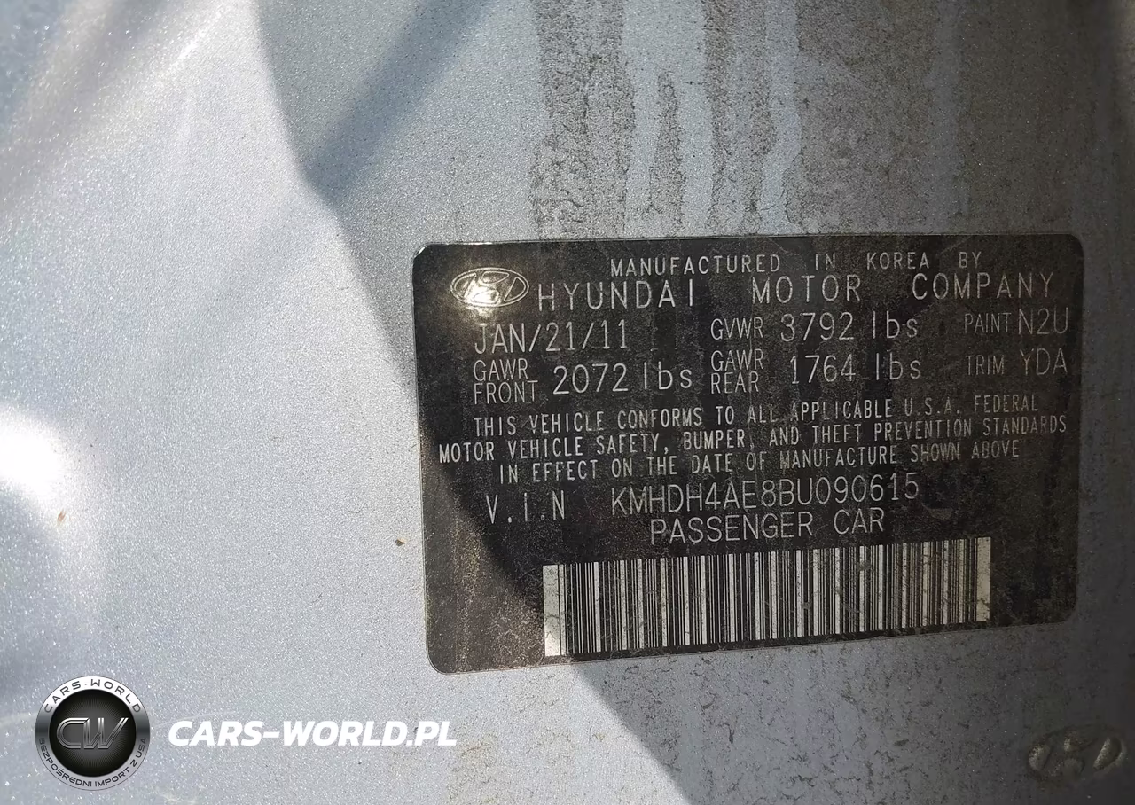 2011 Hyundai Elantra Gls (Ulsan Plant) VIN:KMHDH4AE8BU090615 - 9