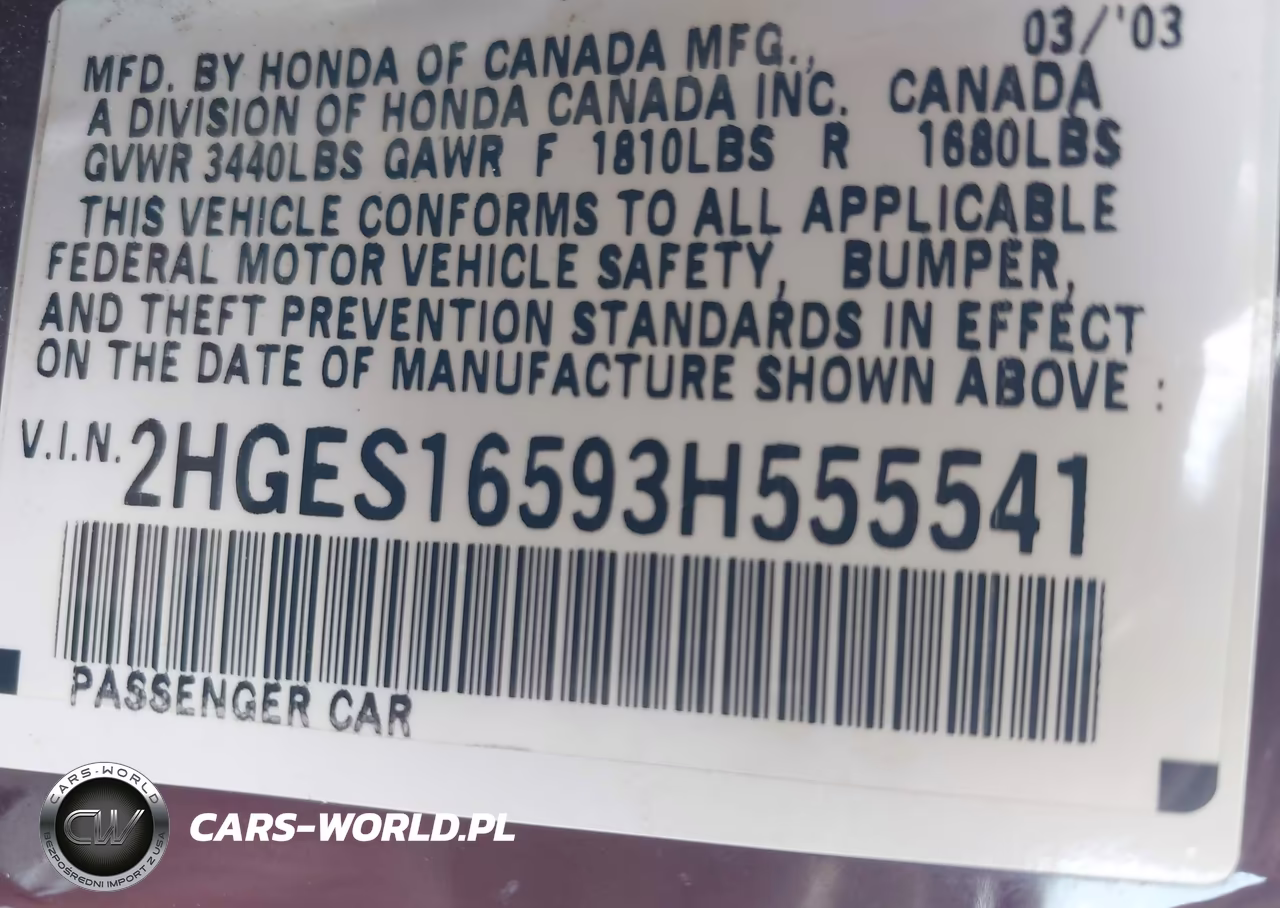 2003 Honda Civic Lx VIN:2HGES16593H555541 - 9