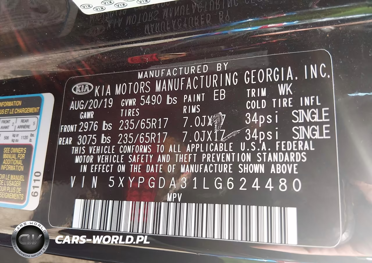 2020 Kia Sorento 2.4L Lx VIN:5XYPGDA31LG624480 - 9