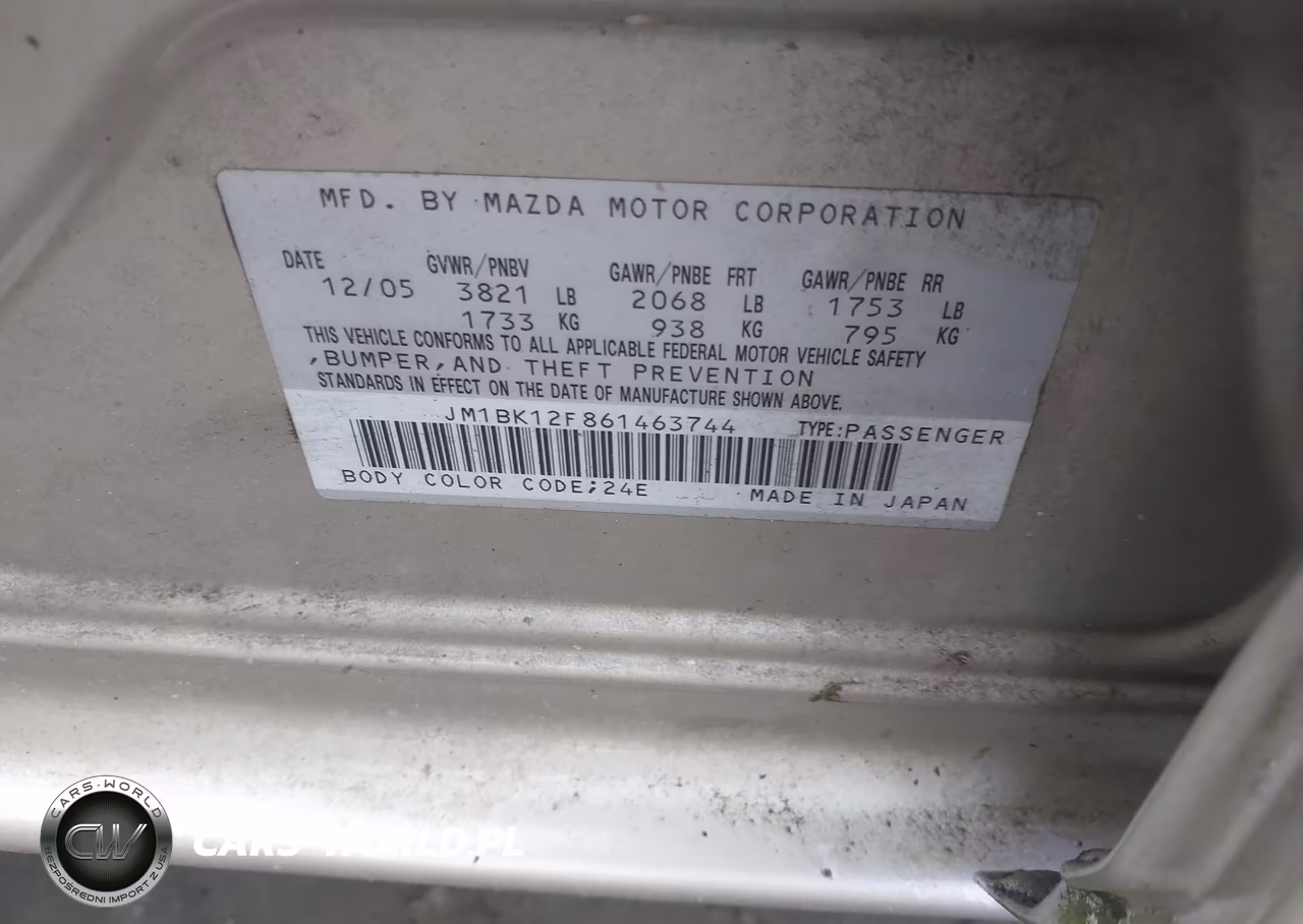 2006 Mazda Mazda3 I Touring VIN:JM1BK12F861463744 - 9