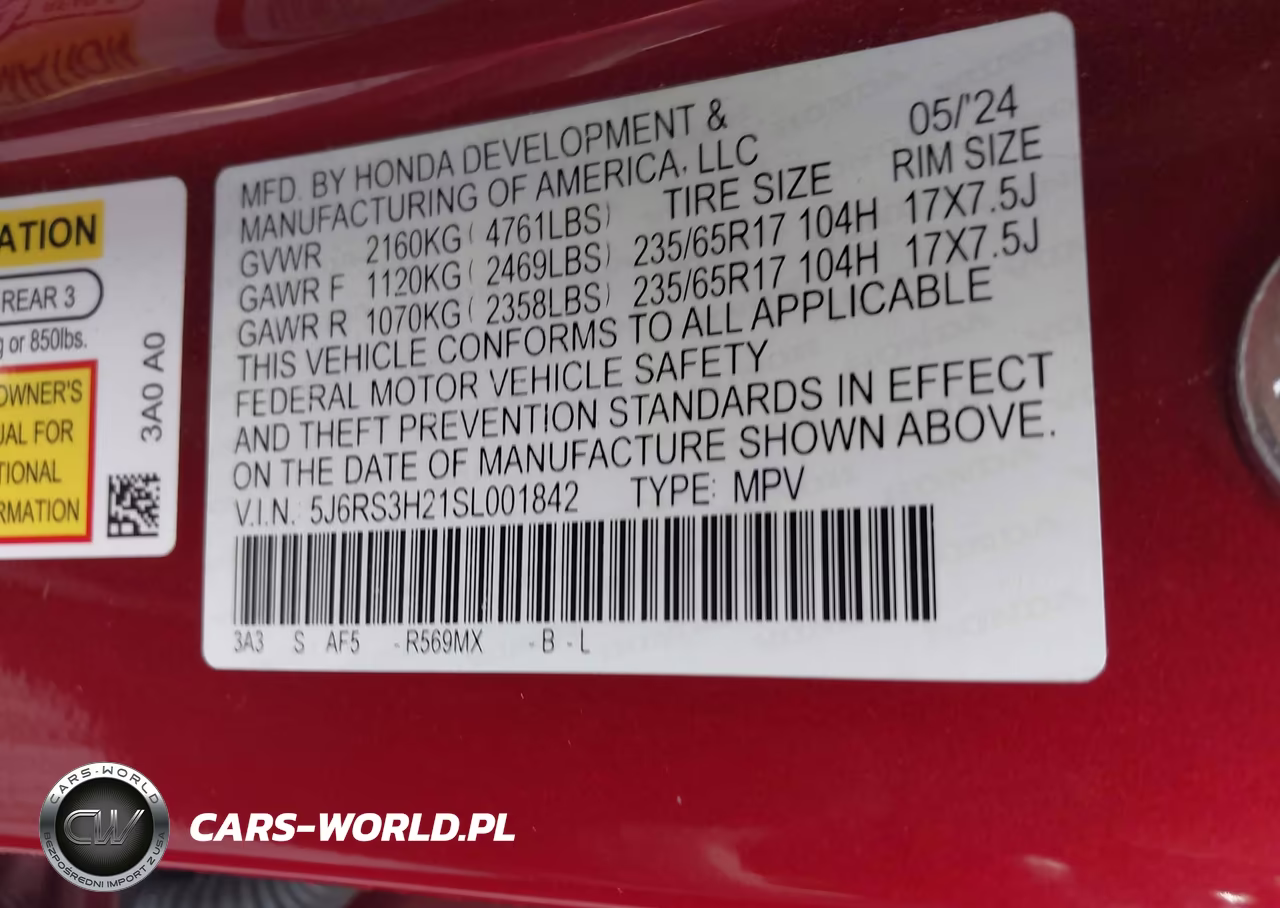2025 Honda Cr-V Lx 2Wd VIN:5J6RS3H21SL001842 - 9