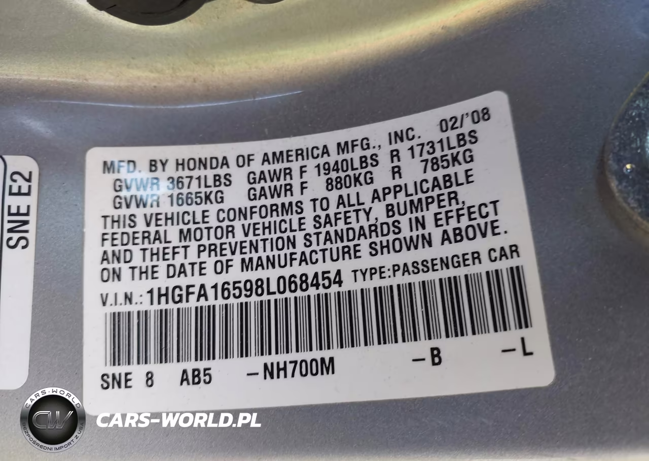 2008 Honda Civic Lx VIN:1HGFA16598L068454 - 9