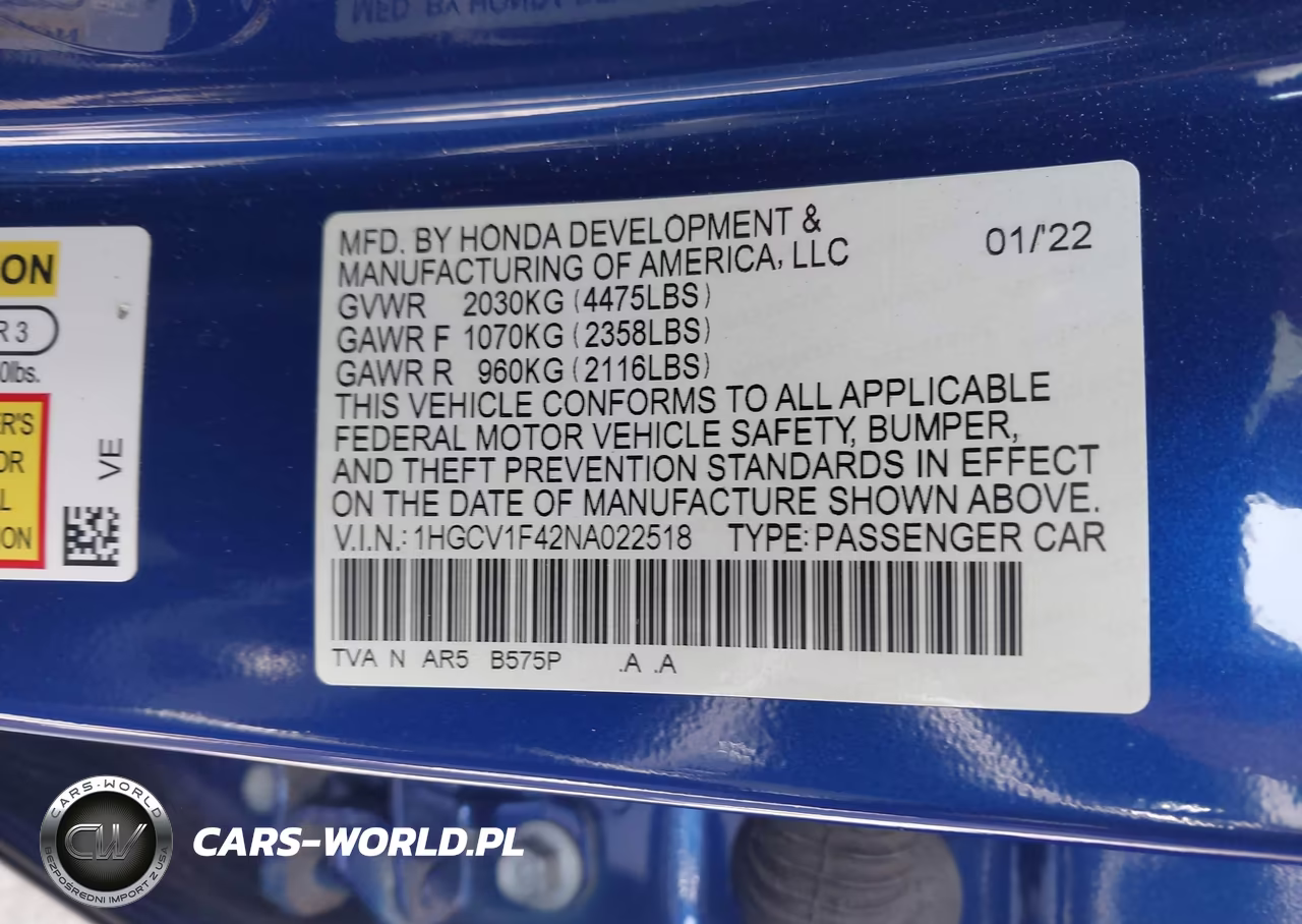 2022 Honda Accord Sport Special Edition VIN:1HGCV1F42NA022518 - 9