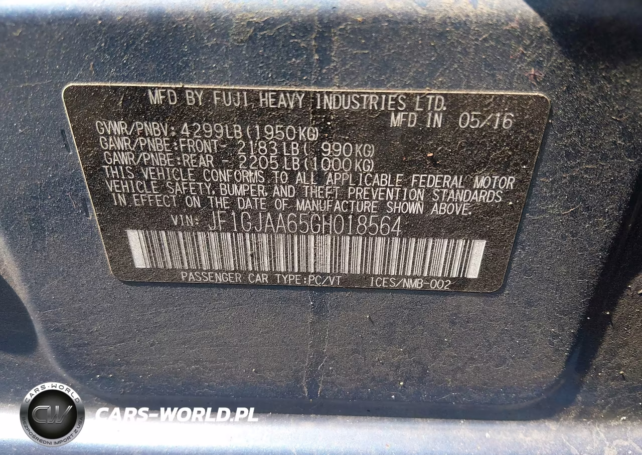 2016 Subaru Impreza 2.0I VIN:JF1GJAA65GH018564 - 9