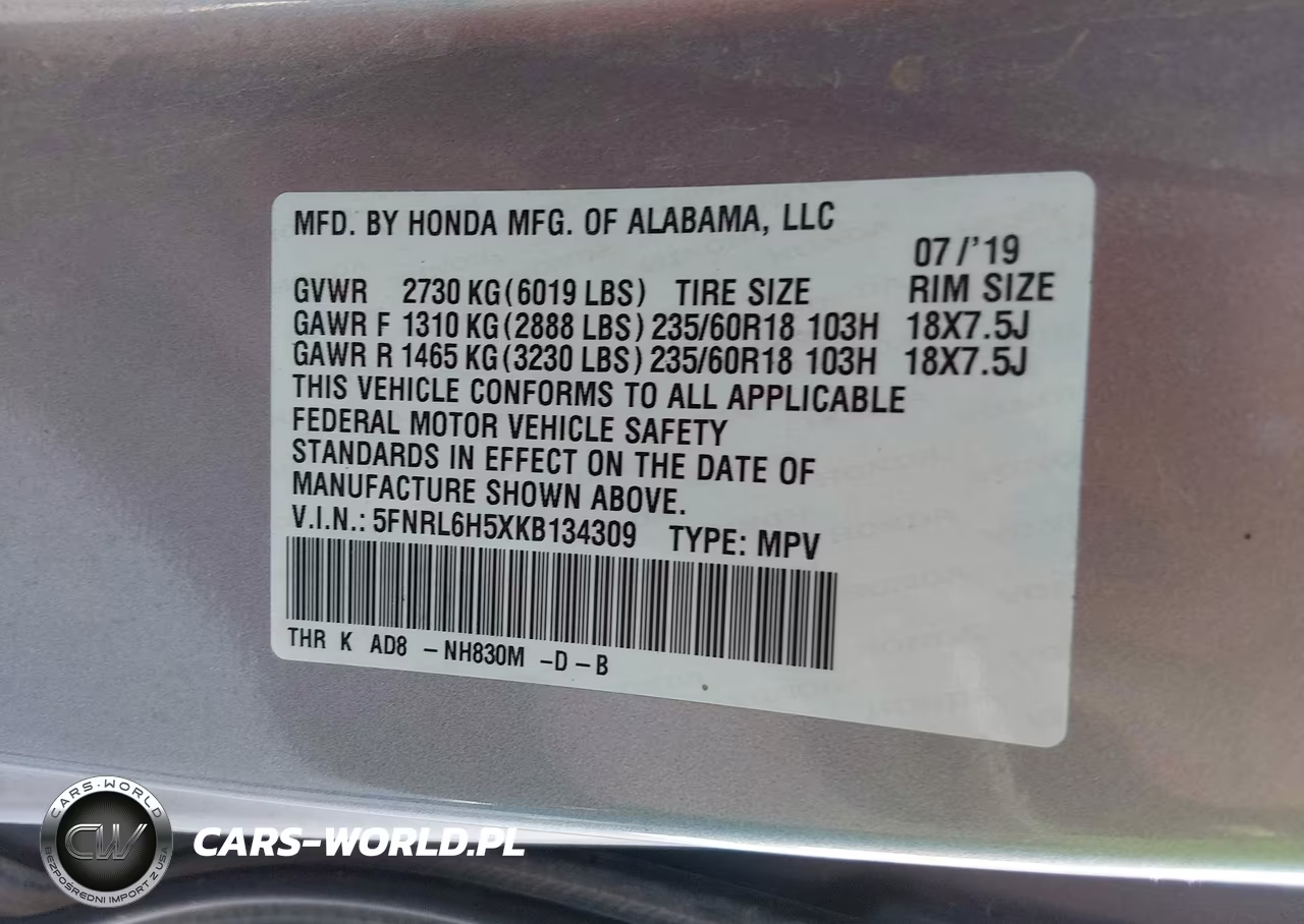 2019 Honda Odyssey Ex VIN:5FNRL6H5XKB134309 - 9