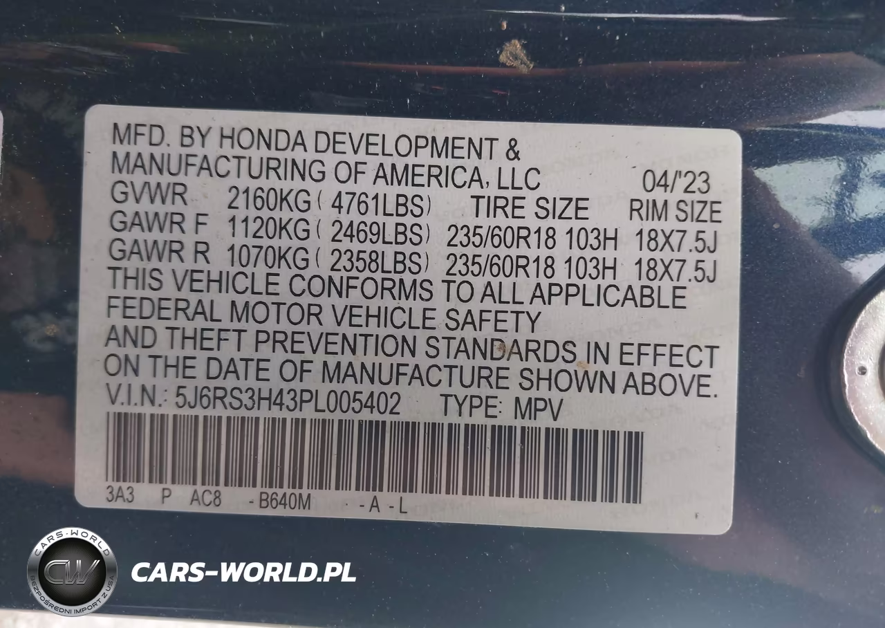 2023 Honda Cr-V Ex 2Wd VIN:5J6RS3H43PL005402 - 9