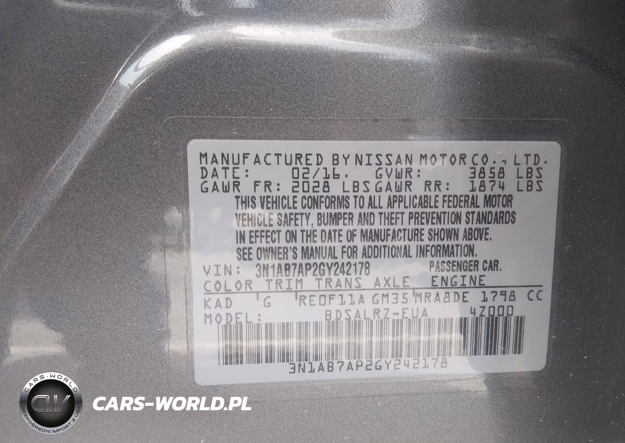 2016 Nissan Sentra Sr VIN:3N1AB7AP2GY242178 - 9