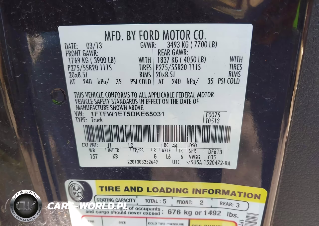 2013 Ford F-150 Fx4-King Ranch-Lariat-Limited-Platinum-Xl-Xlt VIN:1FTFW1ET5DKE65031 - 9