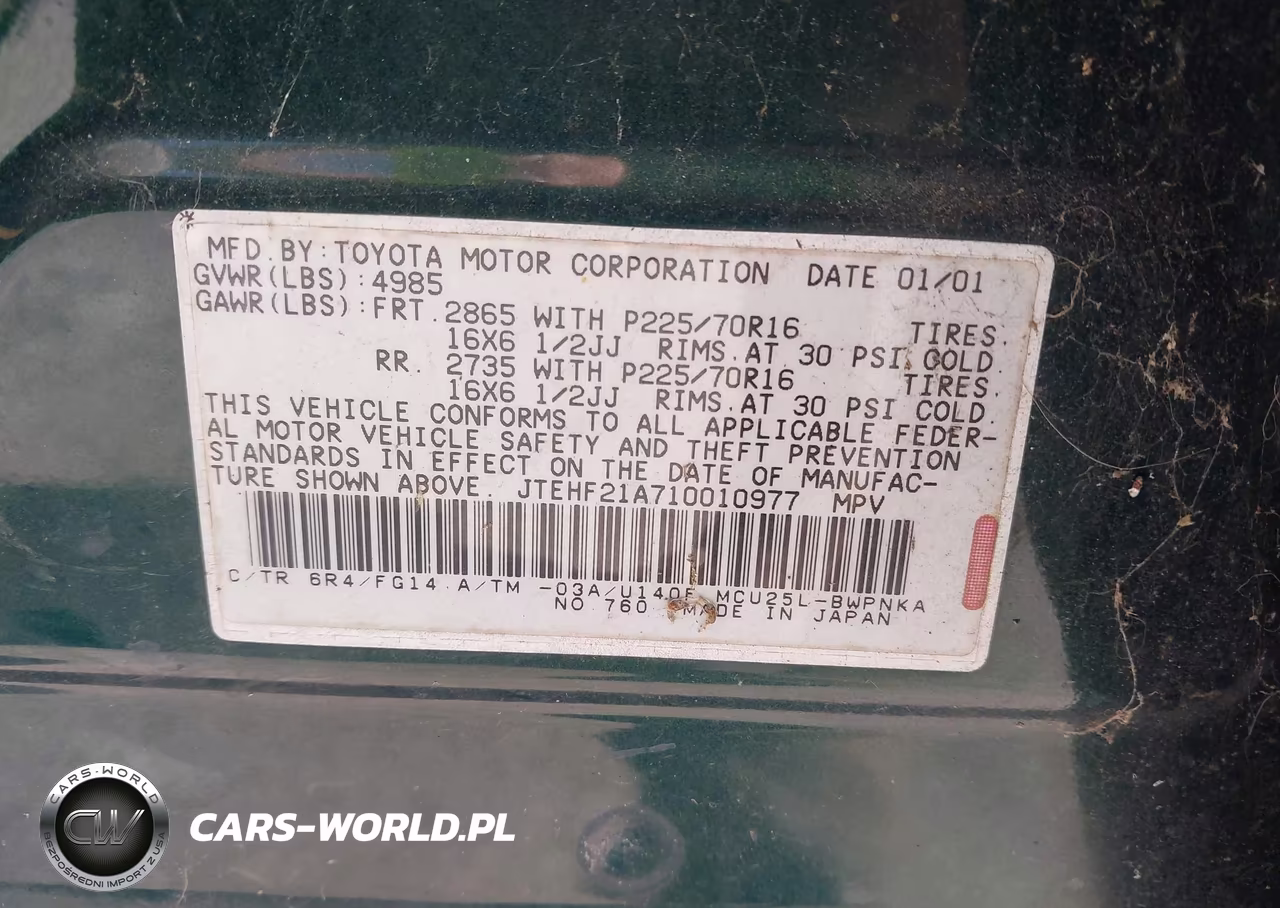 2001 Toyota Highlander V6 VIN:JTEHF21A710010977 - 9