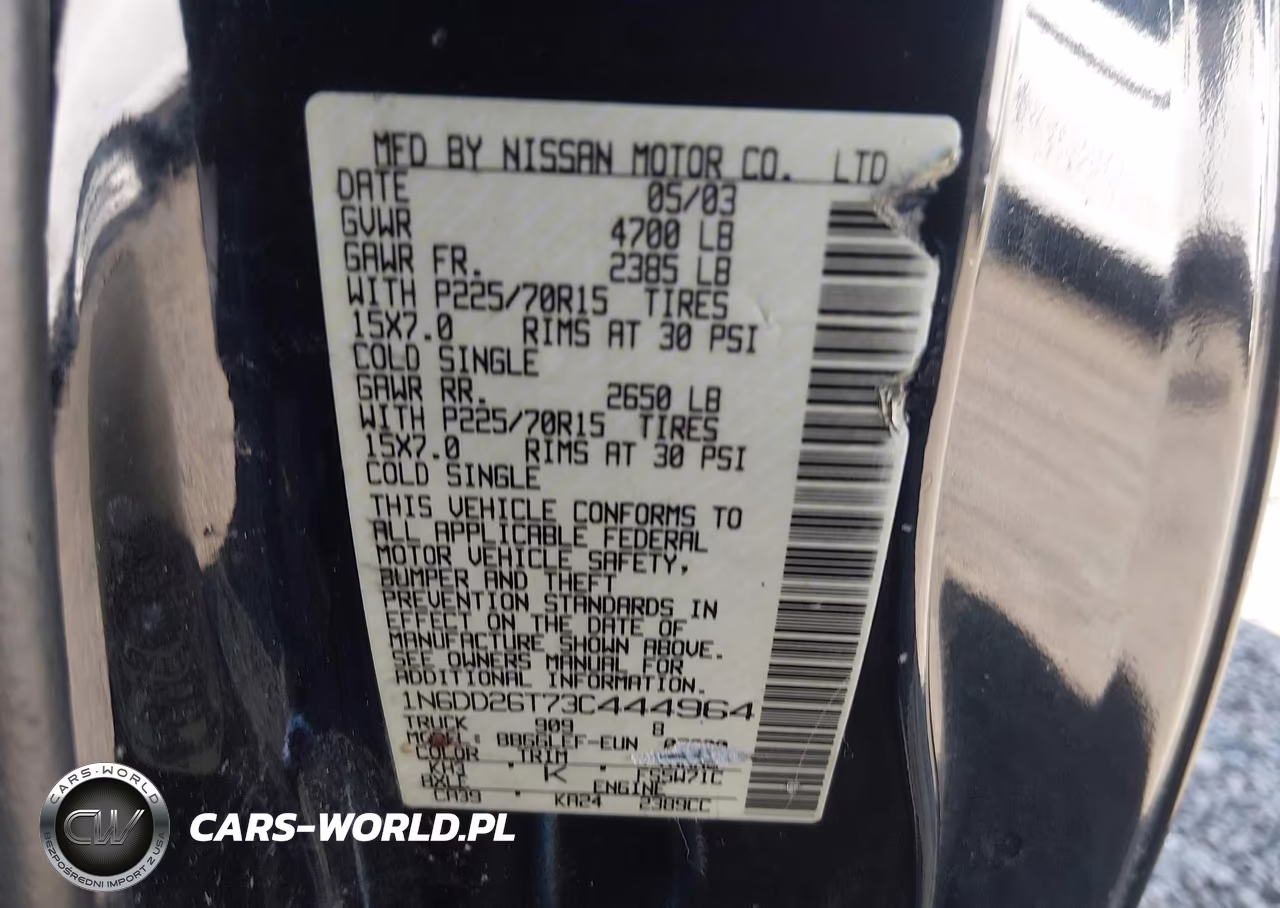 2003 Nissan Frontier Xe VIN:1N6DD26T73C444964 - 9