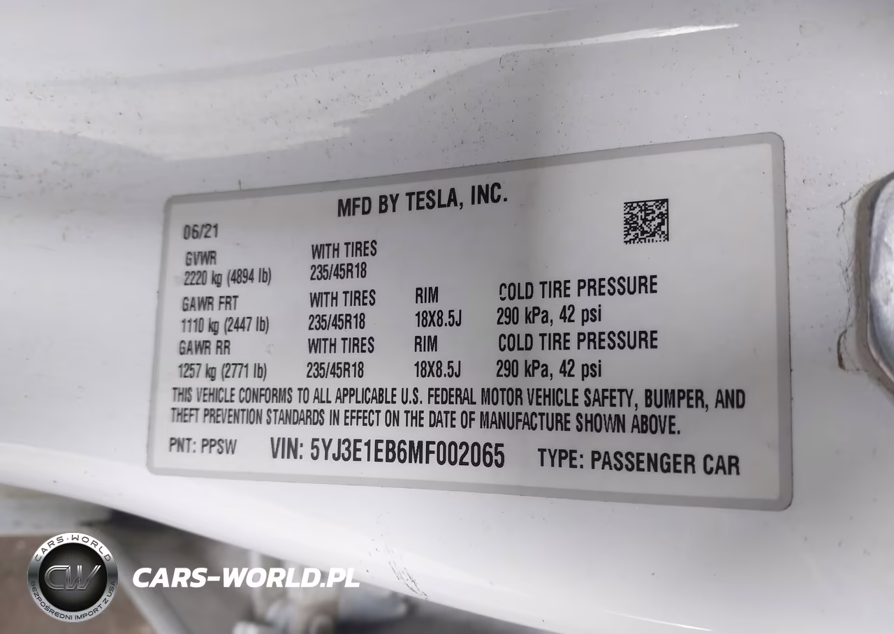 2021 Tesla Model 3 Long Range Dual Motor All-Wheel Drive VIN:5YJ3E1EB6MF002065 - 9