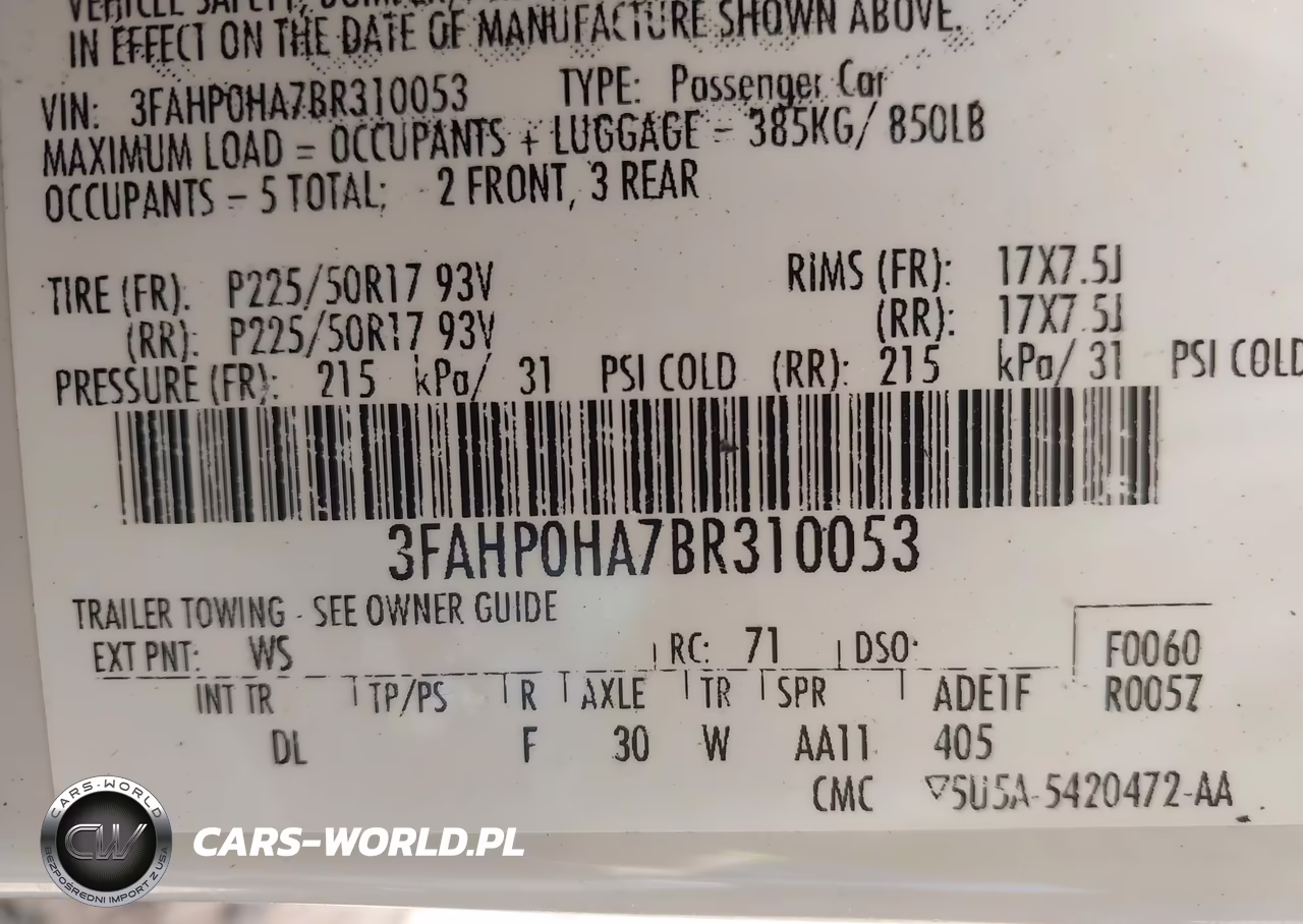 2011 Ford Fusion Se VIN:3FAHP0HA7BR310053 - 9