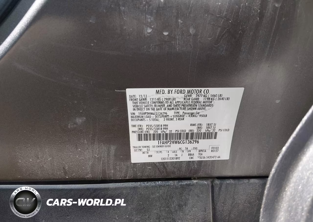 2012 Ford Taurus Sel VIN:1FAHP2HW6CG136296 - 9