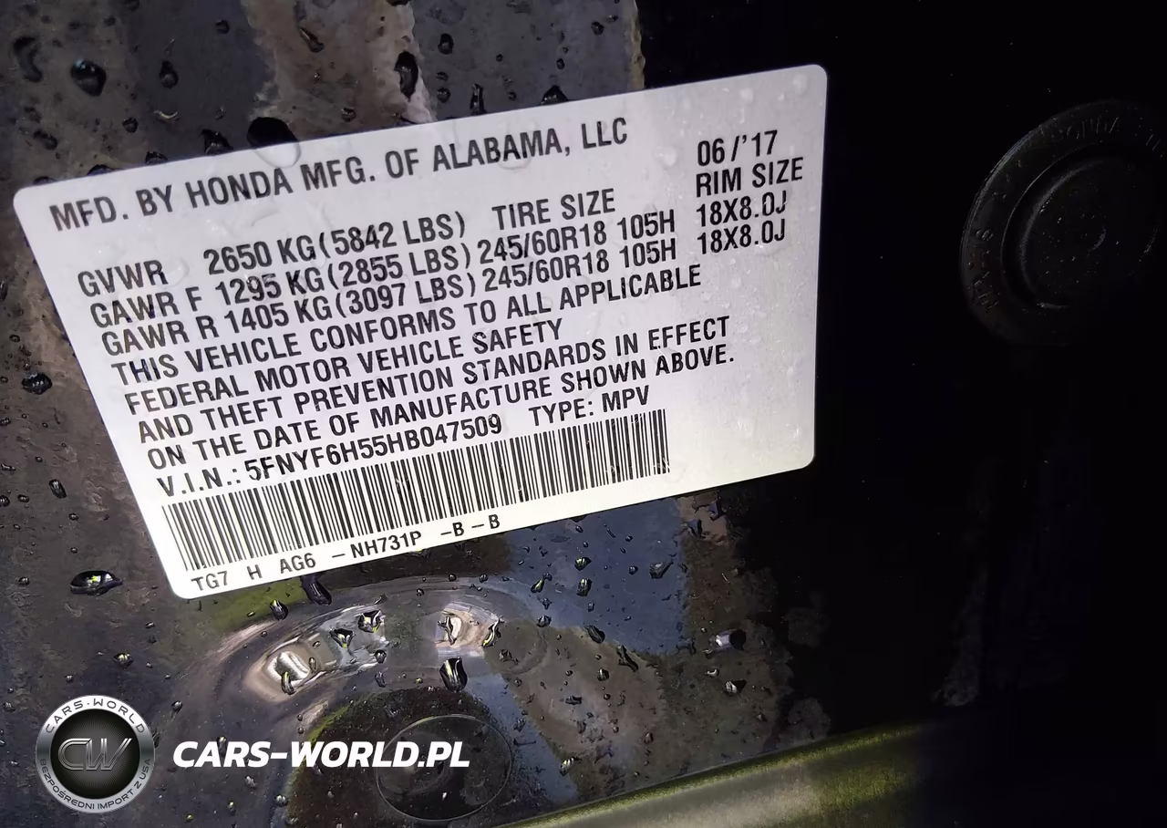 2017 Honda Pilot Ex-L VIN:5FNYF6H55HB047509 - 9