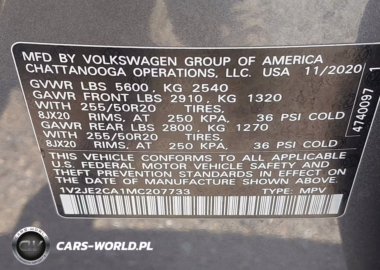 2021 Volkswagen Atlas Cross Sport 3.6L V6 Se W-Technology VIN:1V2JE2CA1MC207733 - 9