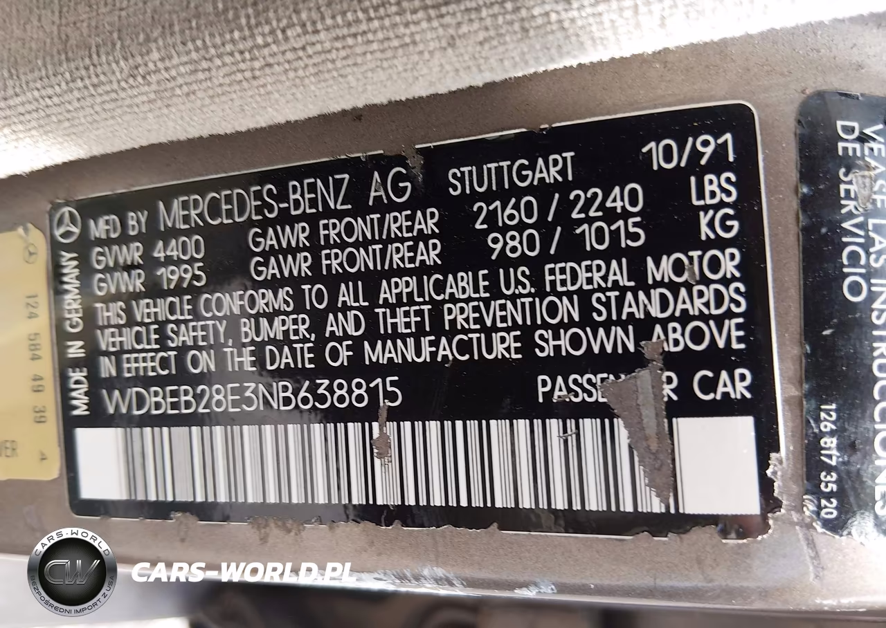 1992 Mercedes-Benz 300 D VIN:WDBEB28E3NB638815 - 9