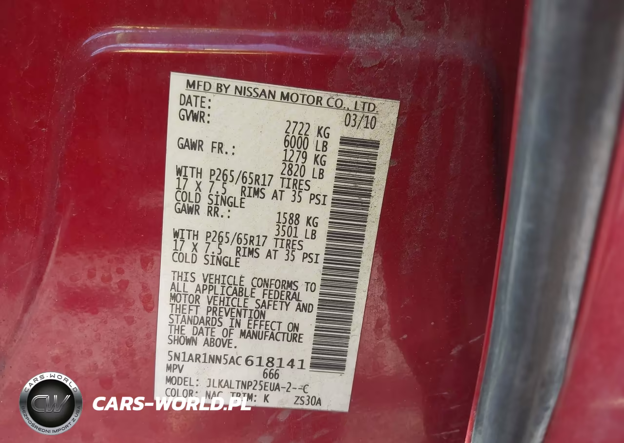 2010 Nissan Pathfinder Se VIN:5N1AR1NN5AC618141 - 9