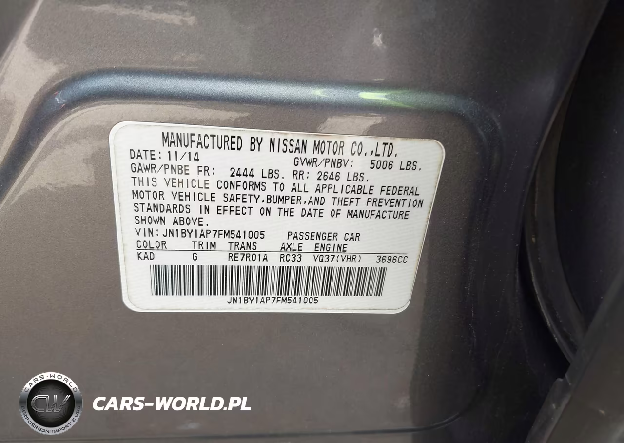 2015 Infiniti Q70 3.7 VIN:JN1BY1AP7FM541005 - 9