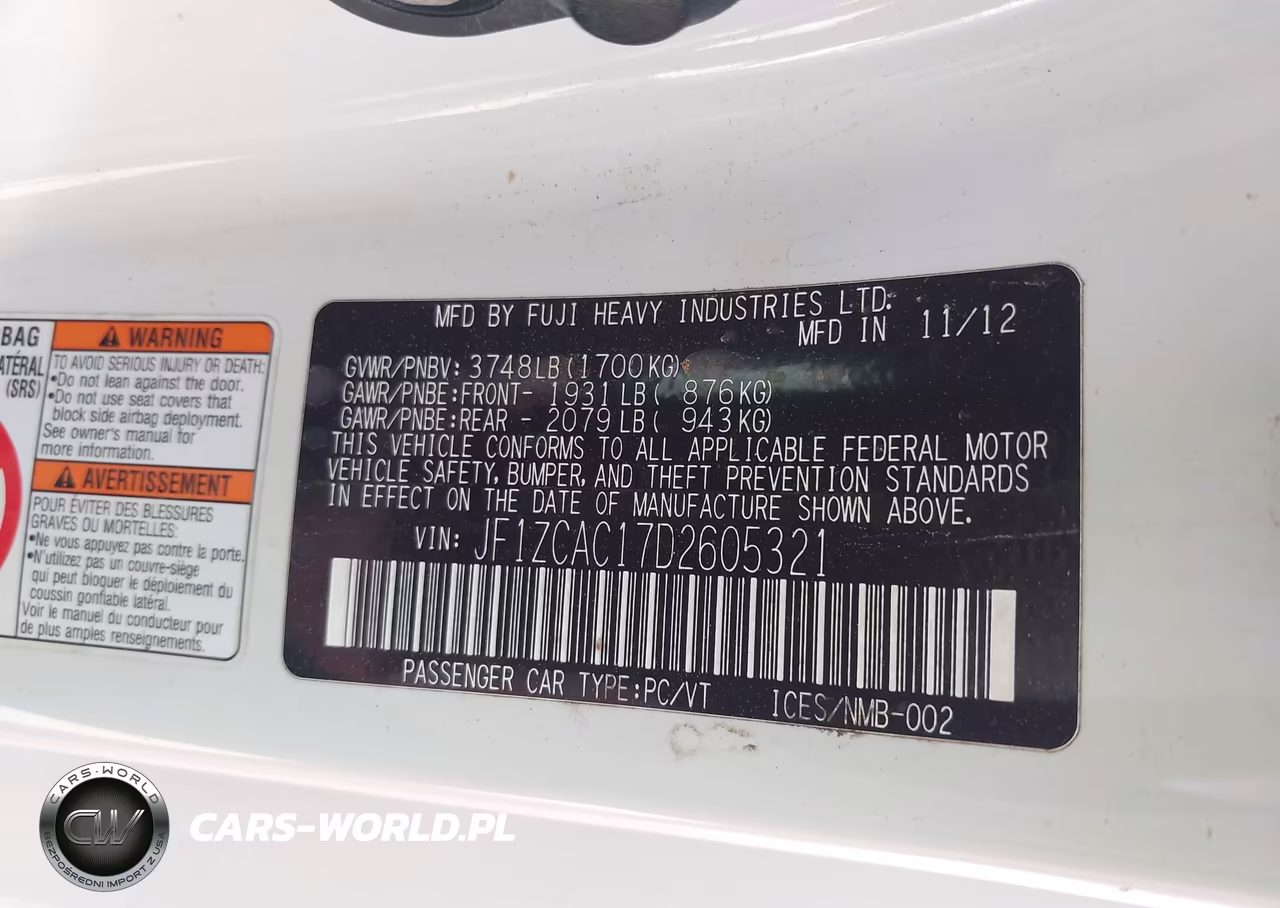 2013 Subaru Brz Limited VIN:JF1ZCAC17D2605321 - 9