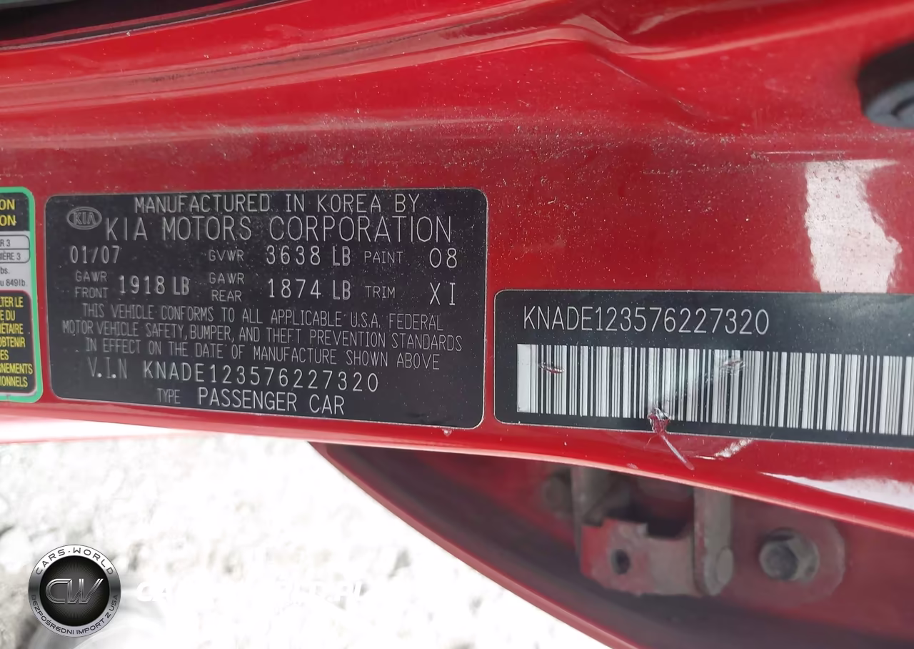 2007 Kia Rio Lx VIN:KNADE123576227320 - 9