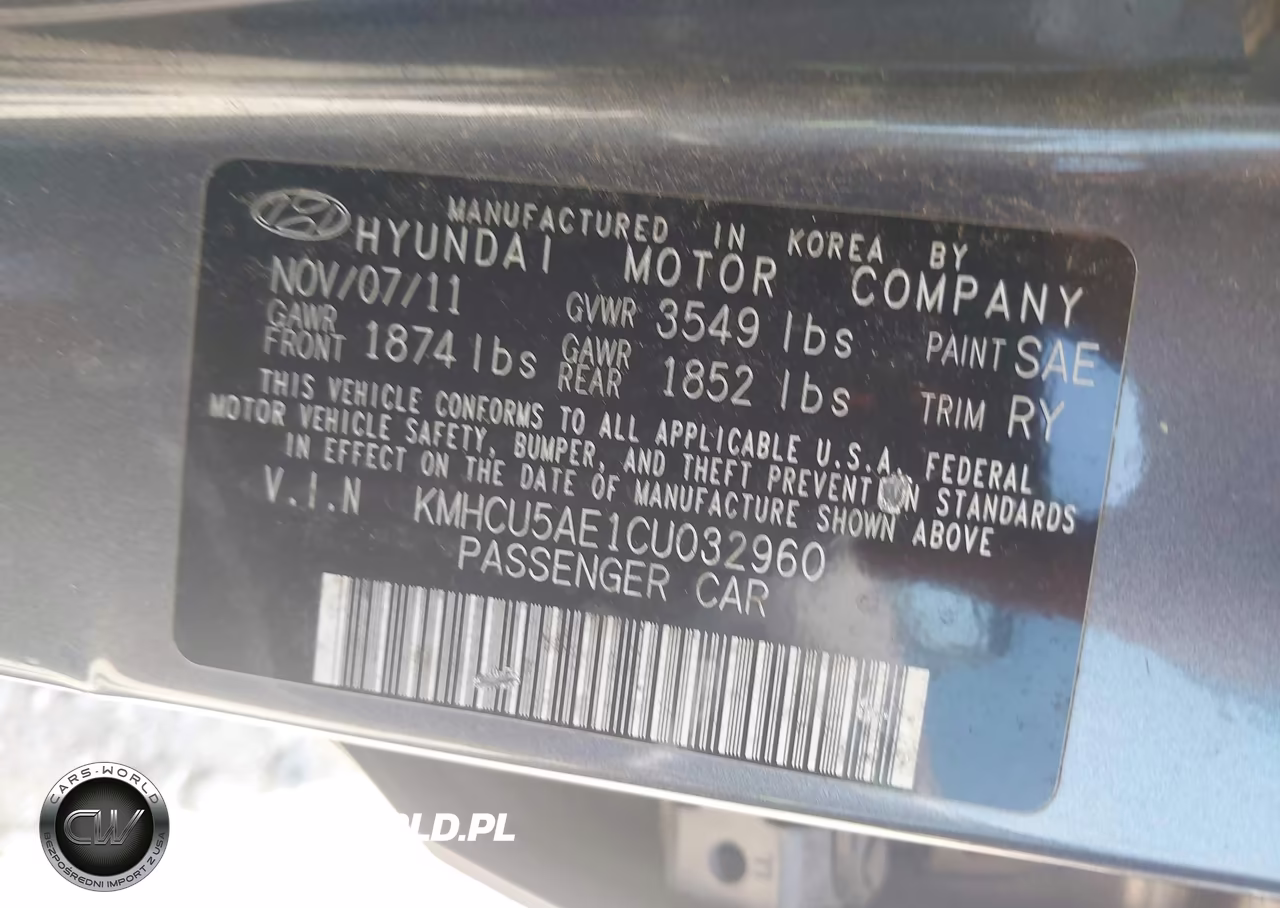 2012 Hyundai Accent Se VIN:KMHCU5AE1CU032960 - 9