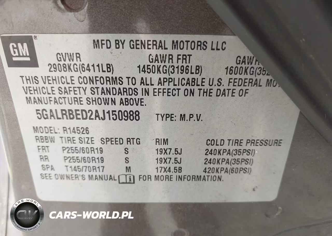 2010 Buick Enclave 1Xl VIN:5GALRBED2AJ150988 - 9