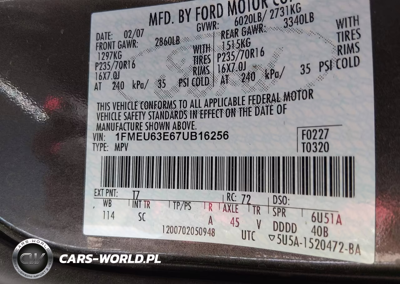 2007 Ford Explorer Xlt VIN:1FMEU63E67UB16256 - 9