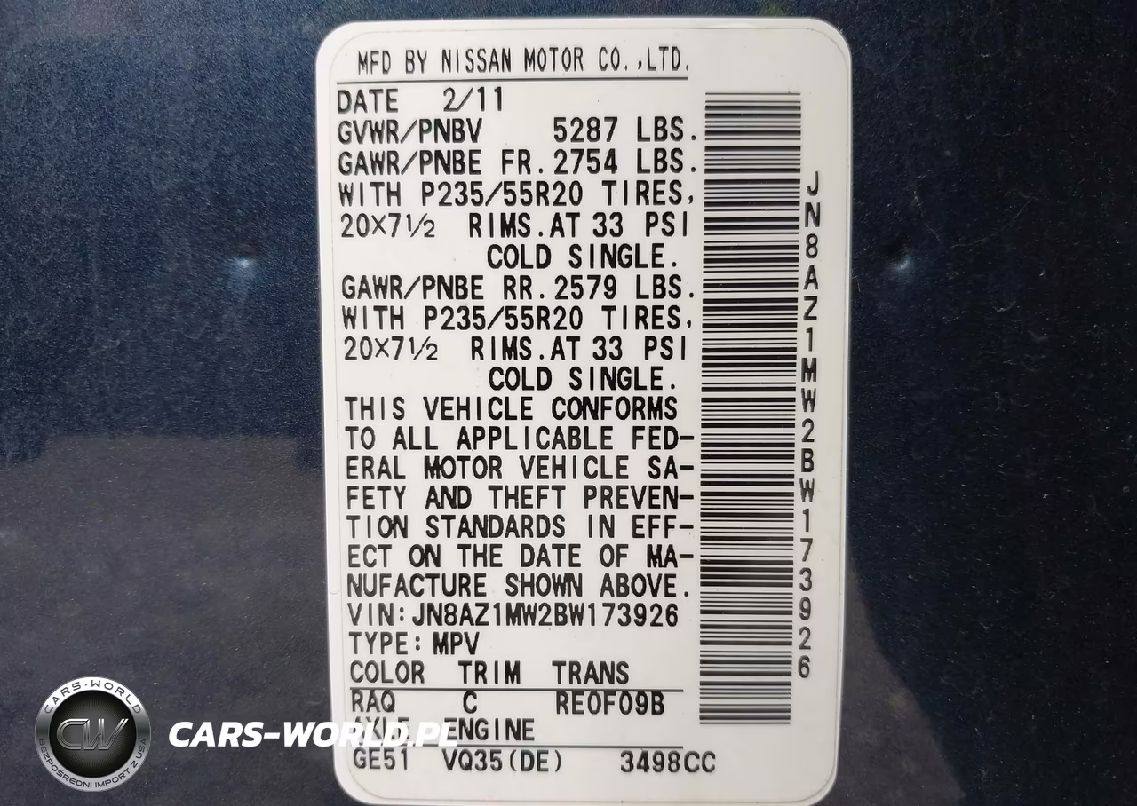 2011 Nissan Murano Le VIN:JN8AZ1MW2BW173926 - 9