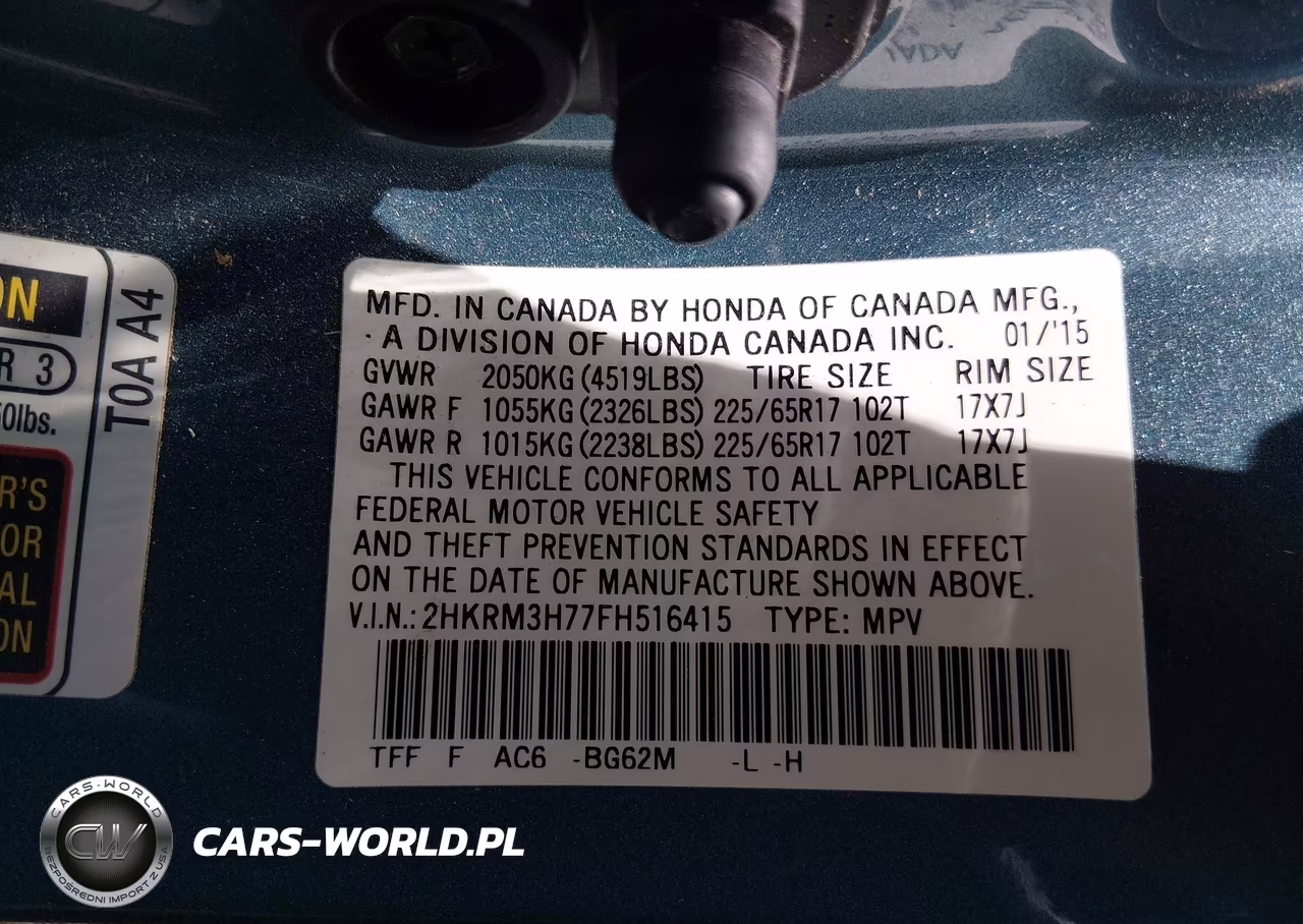 2015 Honda Cr-V Ex-L VIN:2HKRM3H77FH516415 - 9